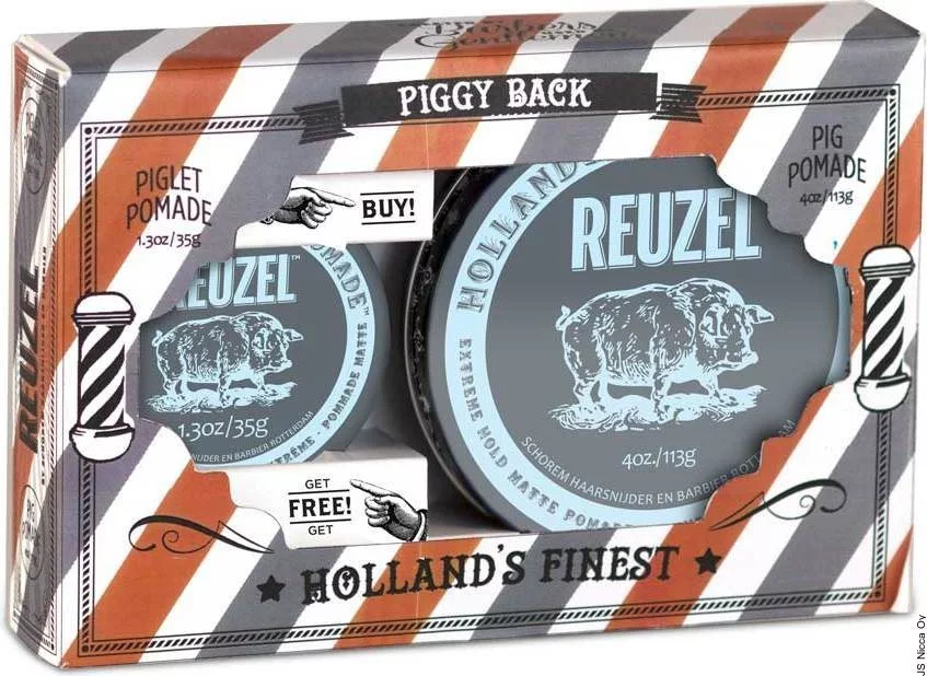 Reuzel Extreme Hold Piggy Back Matte Pomade Gift Pack - Набор помад для укладки волос 113 гр и 35 гр