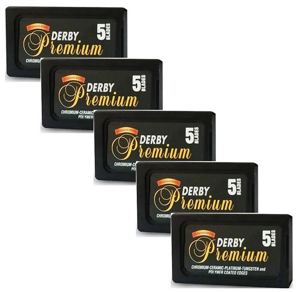 Derby Premium Stainless Blades - Сменные лезвия для бритья 5 упаковок по 5 шт
