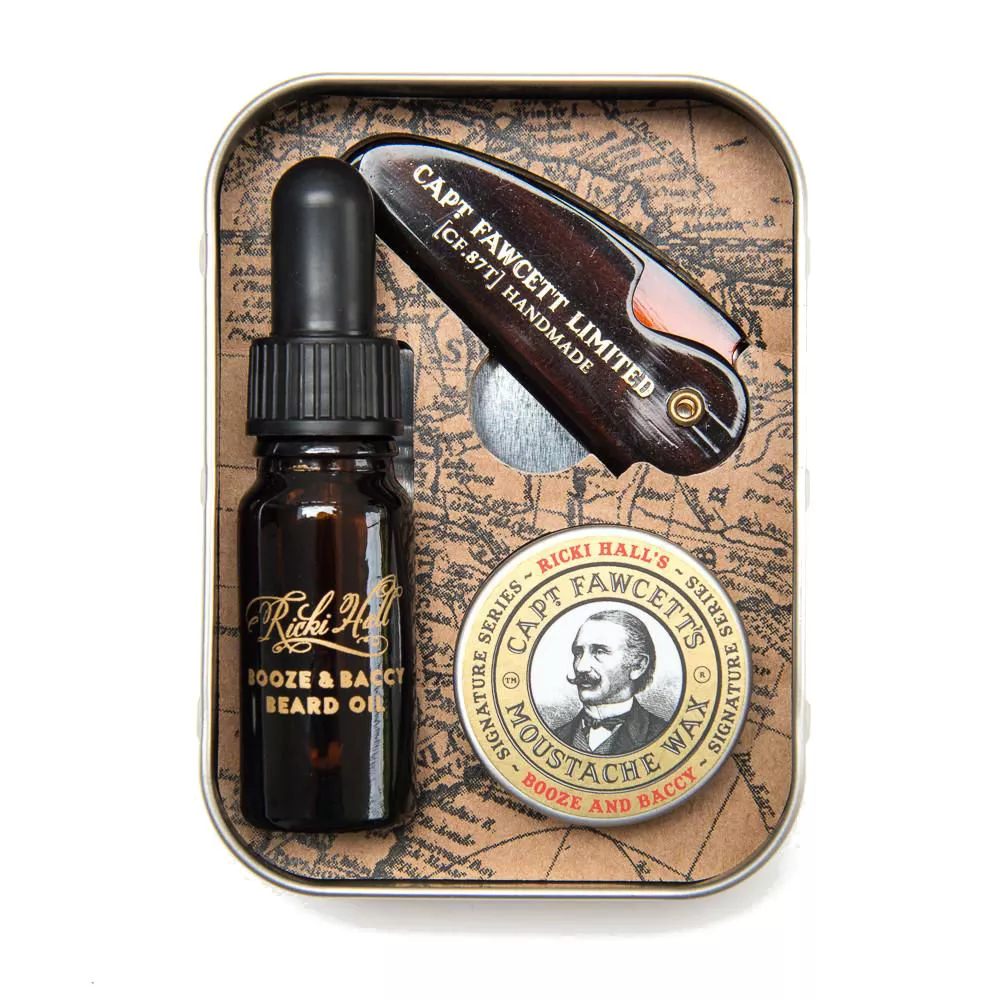 Captain Fawcett Ricki Hall Booze & Baccy Grooming Survival Kit - Подарочный набор для бороды и усов